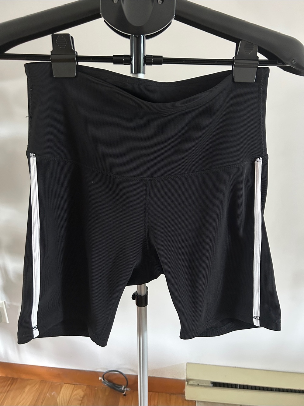 Black Bike Shorts with White Side Stripes